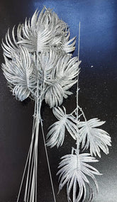 Frunze decorative palmier argintiu cu sclipici - 12 buc/set